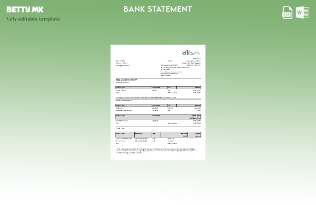 Модерен стил Шаблон за извод од банкарска сметка на Германија Citibank во шаблон